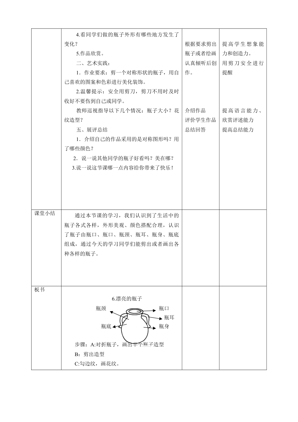 人美版美术一年级下册第六课《漂亮的瓶子》教案.doc_第2页
