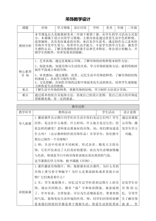 第七课《吊饰》教学设计-人美版小学美术二年级下册.doc