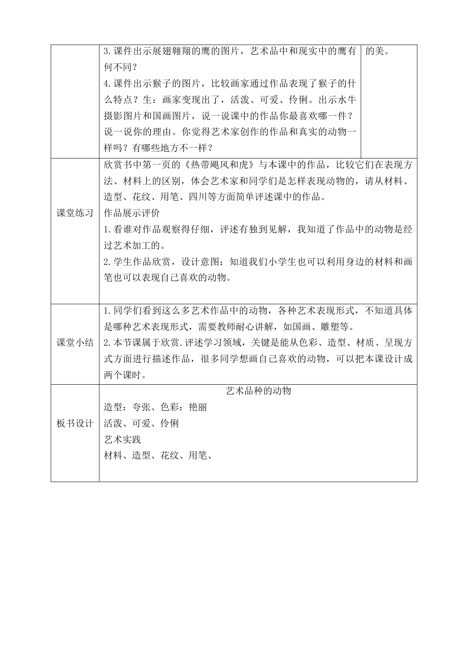 第十一课《艺术品中的动物》教学设计-人美版小学美术二年级下册.doc_第2页