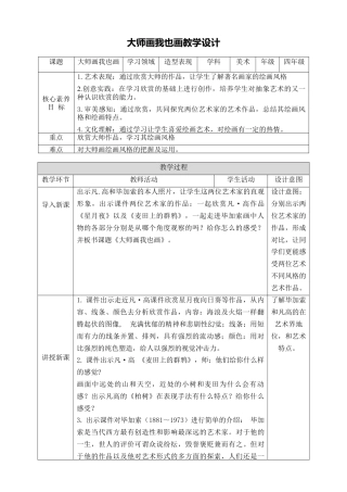 人美版小学美术4年级（下）第十八课《大师画我也画》教学设计.doc