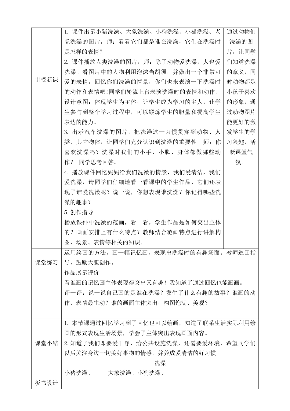 第八课《洗澡》教学设计-人美版小学美术二年级下册.doc_第2页