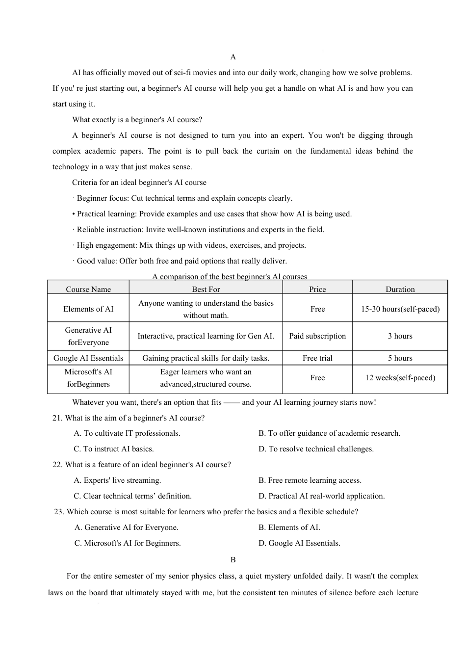 重庆西南大学附属中学校2026届高三下学期3月月考英语试题+答案.pdf_第3页