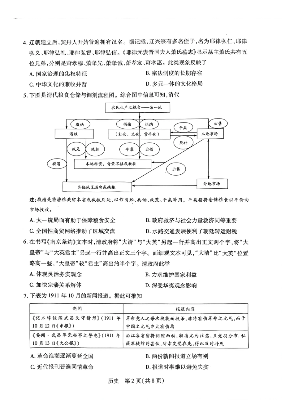 天一大联考河南高三开学考素质评价历史试题（含解析）.pdf_第2页