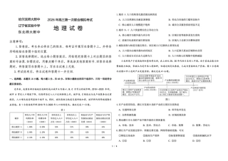 2026届东北三省三校（哈师大附中、东北师大附中、辽宁实验）高三下学期一模地理试卷+答案.pdf