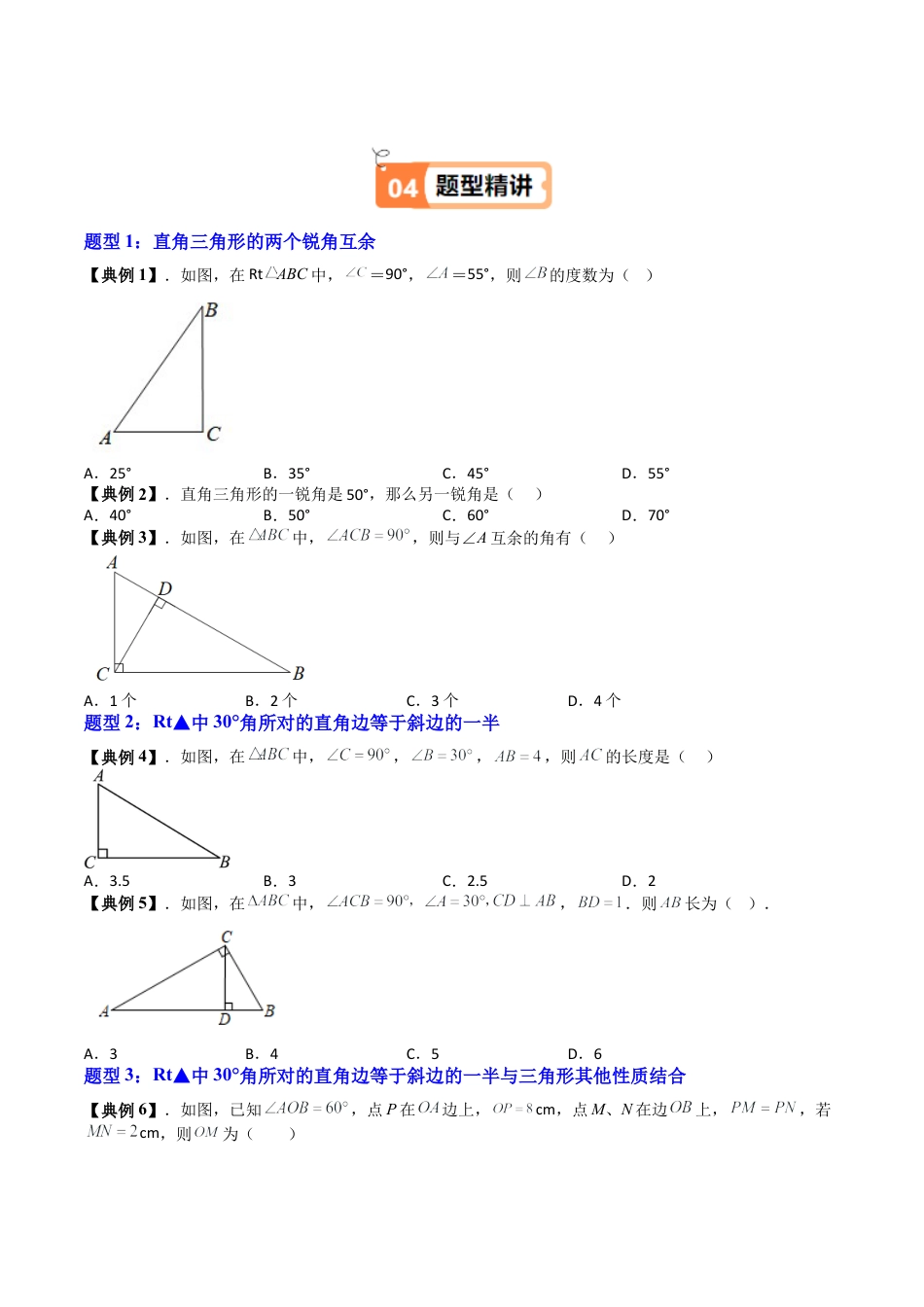 沪教版初中数学八年级上册-第29讲 直角三角形的性质（七大题型）（含解析）.docx_第3页