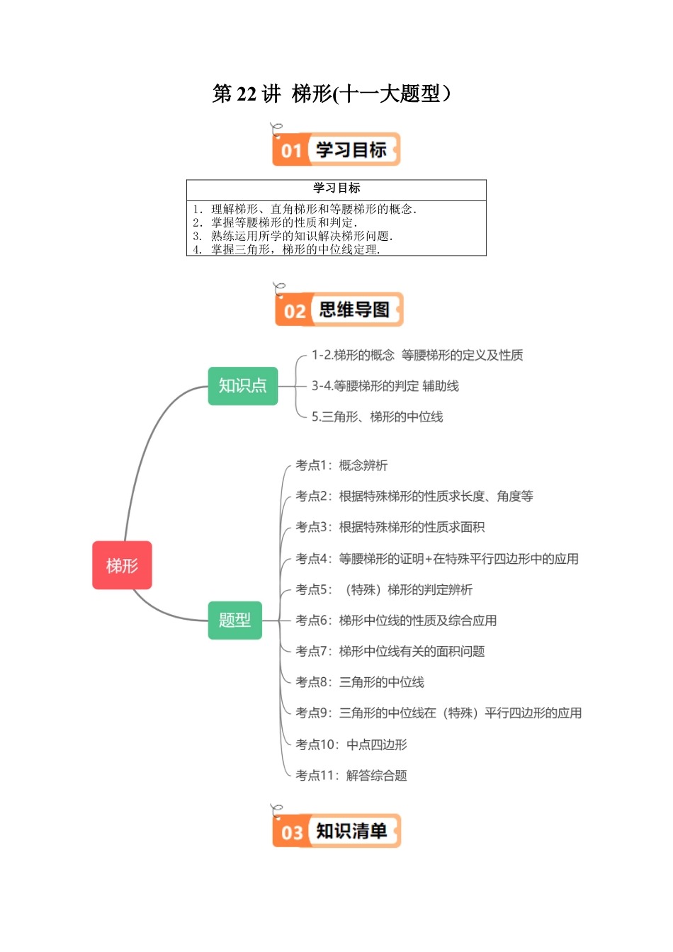沪教版初中数学八年级下册-第22讲 梯形(十一大题型）（含解析）.docx_第1页