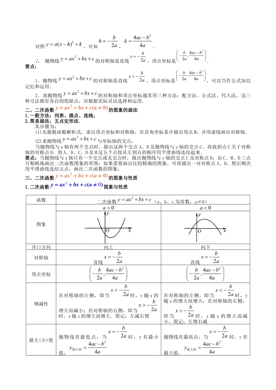 沪教版初中数学九年级上册-第26讲 二次函数y=ax2+bx+c的图像与性质(第1课时)（七大题型）（含解析）.docx_第2页
