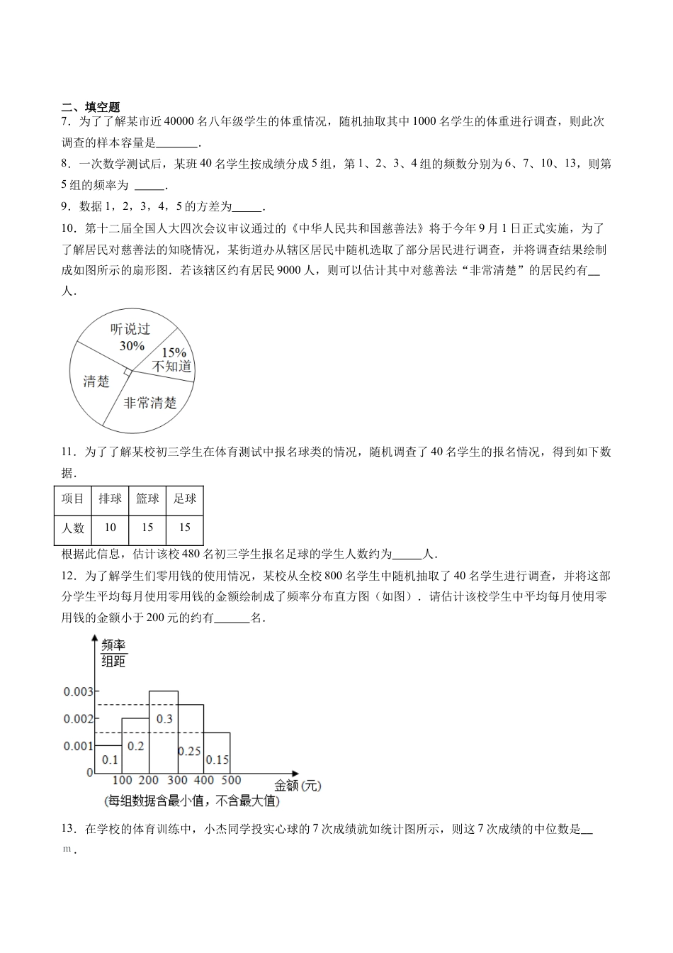 沪教版初中数学九年级下册-第15讲 统计初步 单元综合检测（重点）（含解析）.docx_第2页