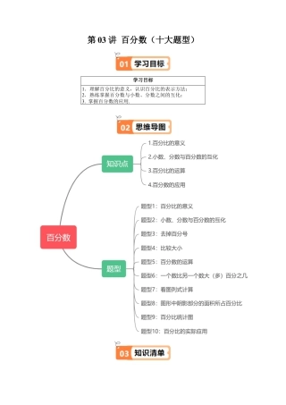 沪教版初中数学六年级下册-第03讲 百分数（十大题型）（含解析）.docx