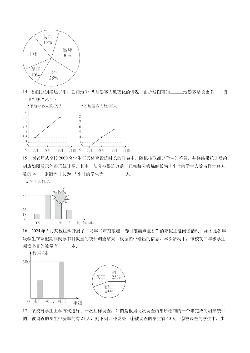 沪教版初中数学六年级下册-第15讲 可能性与统计图表 单元综合检测（重点）（含解析）.docx_第3页