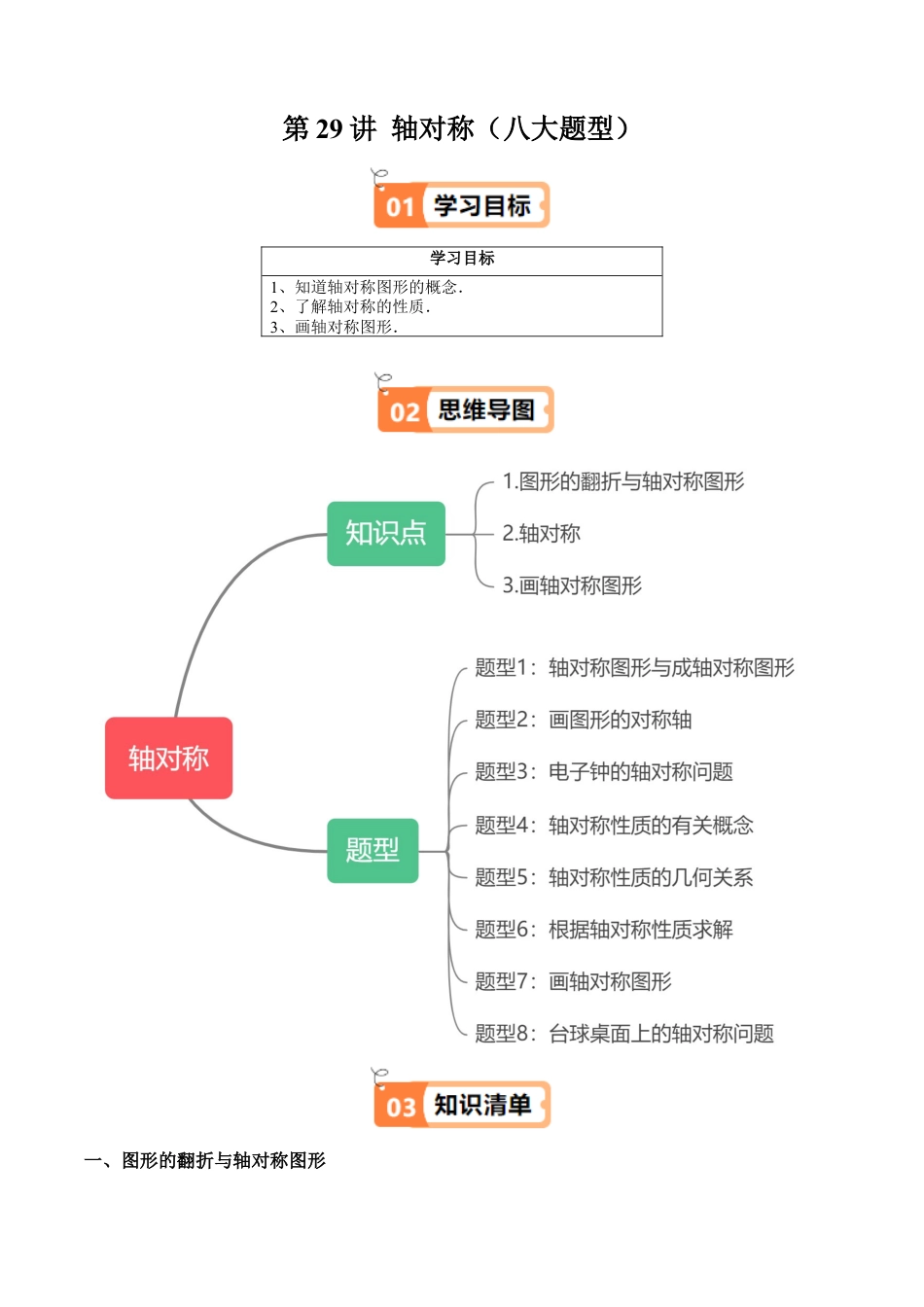 沪教版初中数学七年级上册-第29讲 轴对称（八大题型）（含解析）.docx_第1页