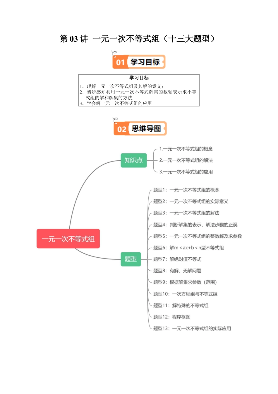 沪教版初中数学七年级下册-第03讲 一元一次不等式组（十三大题型）（含解析）.docx_第1页