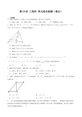 沪教版初中数学七年级下册-第19讲 三角形 单元综合检测（难点）（含解析）.docx
