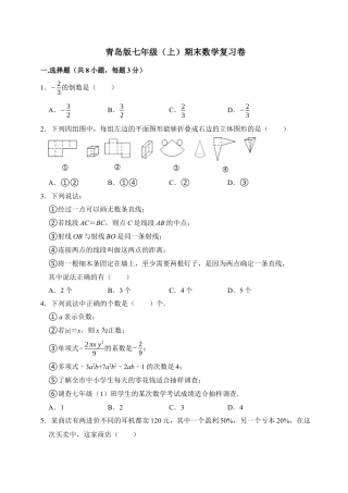 青岛版七年级数学上册 期末数学复习卷.docx