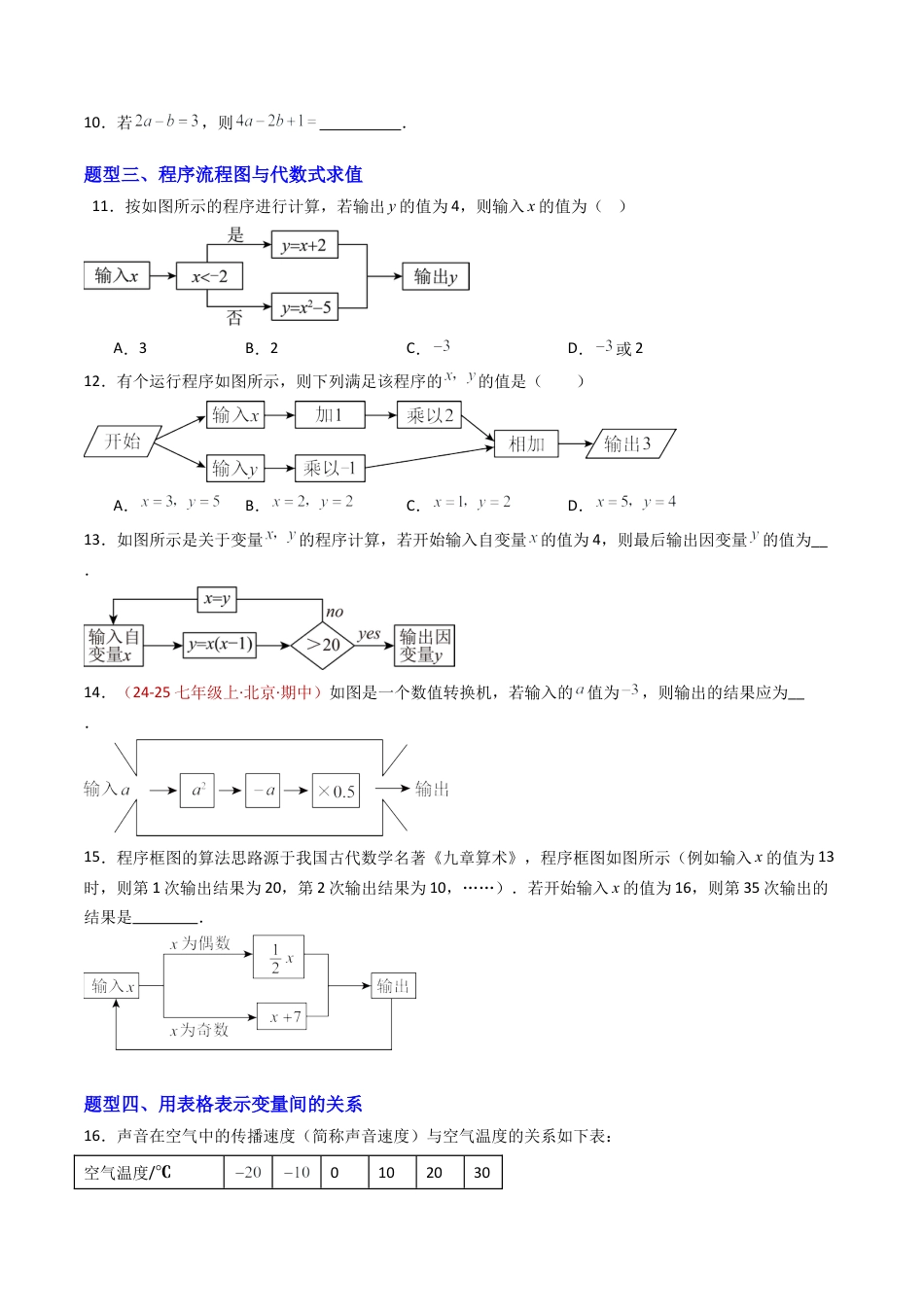 青岛版七年级数学上册-专题02 代数式的值（专项训练）（原卷版）.docx_第2页