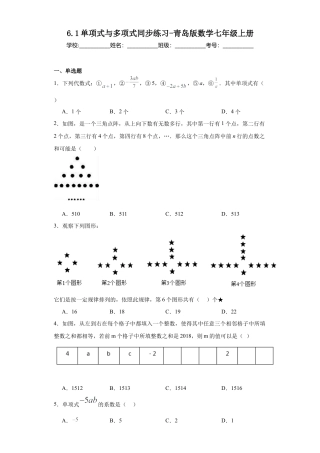 6.1单项式与多项式同步练习-—青岛版数学七年级上册.docx
