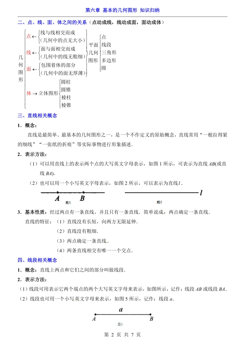青岛版七年级数学上册第6章 基本的几何图形（知识归纳）.pdf_第2页