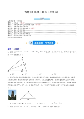 八年级数学上册（青岛版） -专题03 等腰三角形  八类题型（专项训练）（考试版）.docx