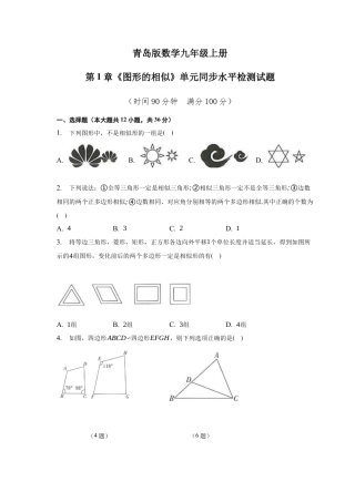 第1章 图形的相似 单元同步水平检测试题 -青岛版数学九年级上册.docx