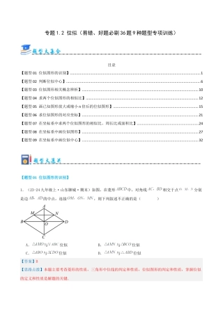 2026年青岛版九年级上册期末必考专题1.2 位似（考题猜想，易错，好题必刷36题9种题型）（教师版）.docx