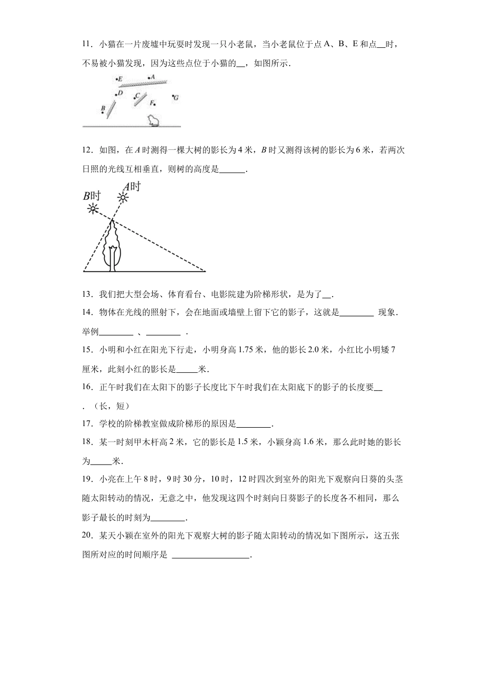 8.2平行投影同步练习青岛版数学九年级下册.docx_第3页