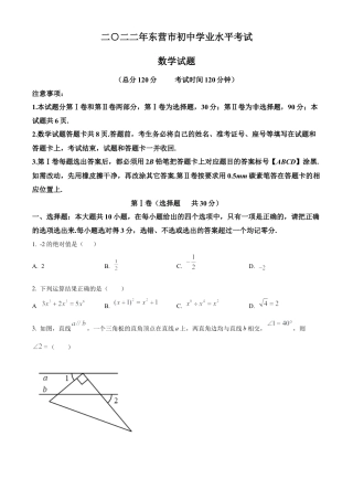 2022年山东省东营市中考数学真题试卷（原卷版）.docx