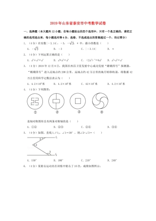 山东省泰安市2019年中考数学真题试题（含解析）.doc