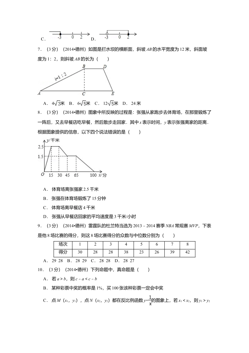 2014年山东省德州市中考真题数学试卷（含解析版）.doc_第2页