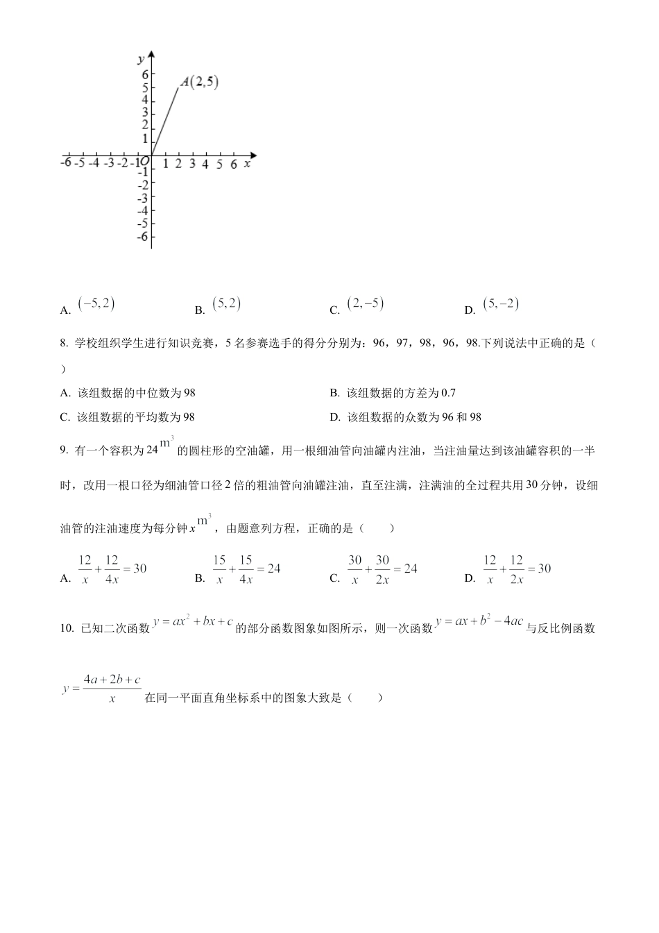 2022年黑龙江省绥化市中考数学真题试卷（原卷版）.docx_第3页