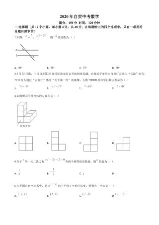 四川省自贡市2020年中考数学试题（原卷版）.doc