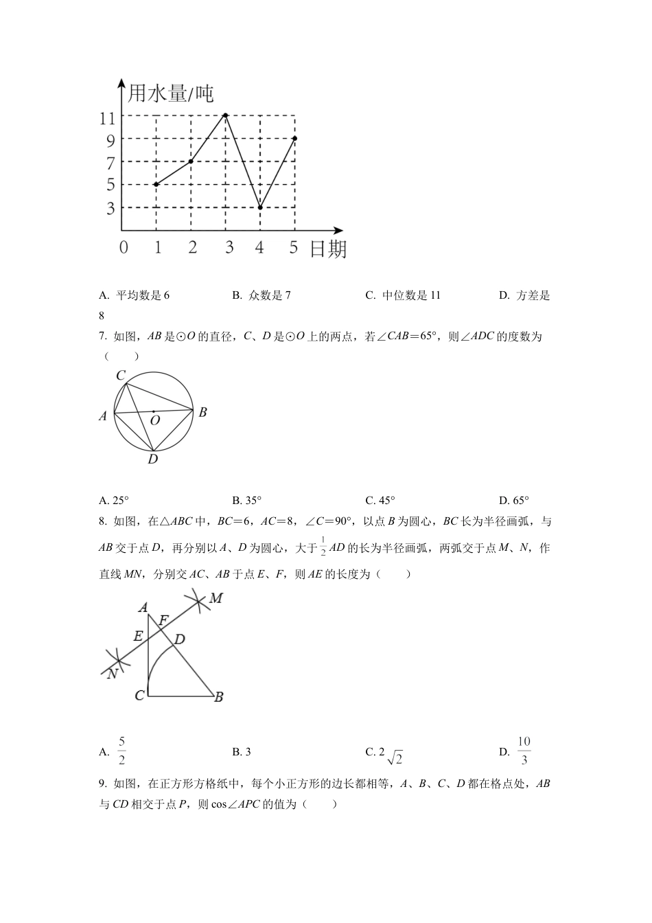 2022年四川省广元市中考数学真题试卷（原卷版）.docx_第2页