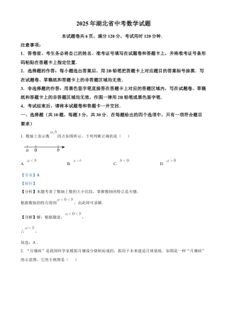 2025年湖北省中考数学试题（解析版）.docx
