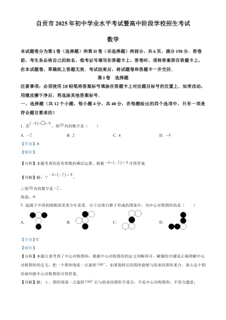 2025年四川省自贡市中考数学试题（解析版）.docx