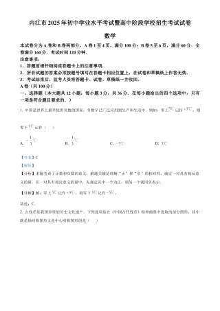 2025年四川省内江市中考数学试题（解析版）.docx