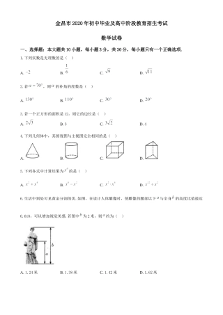 甘肃省金昌市2020年中考数学试题.docx