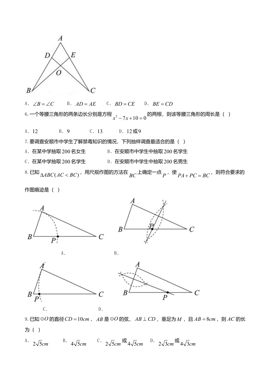 贵州省安顺市2018年中考数学真题试题（含答案）.doc_第2页