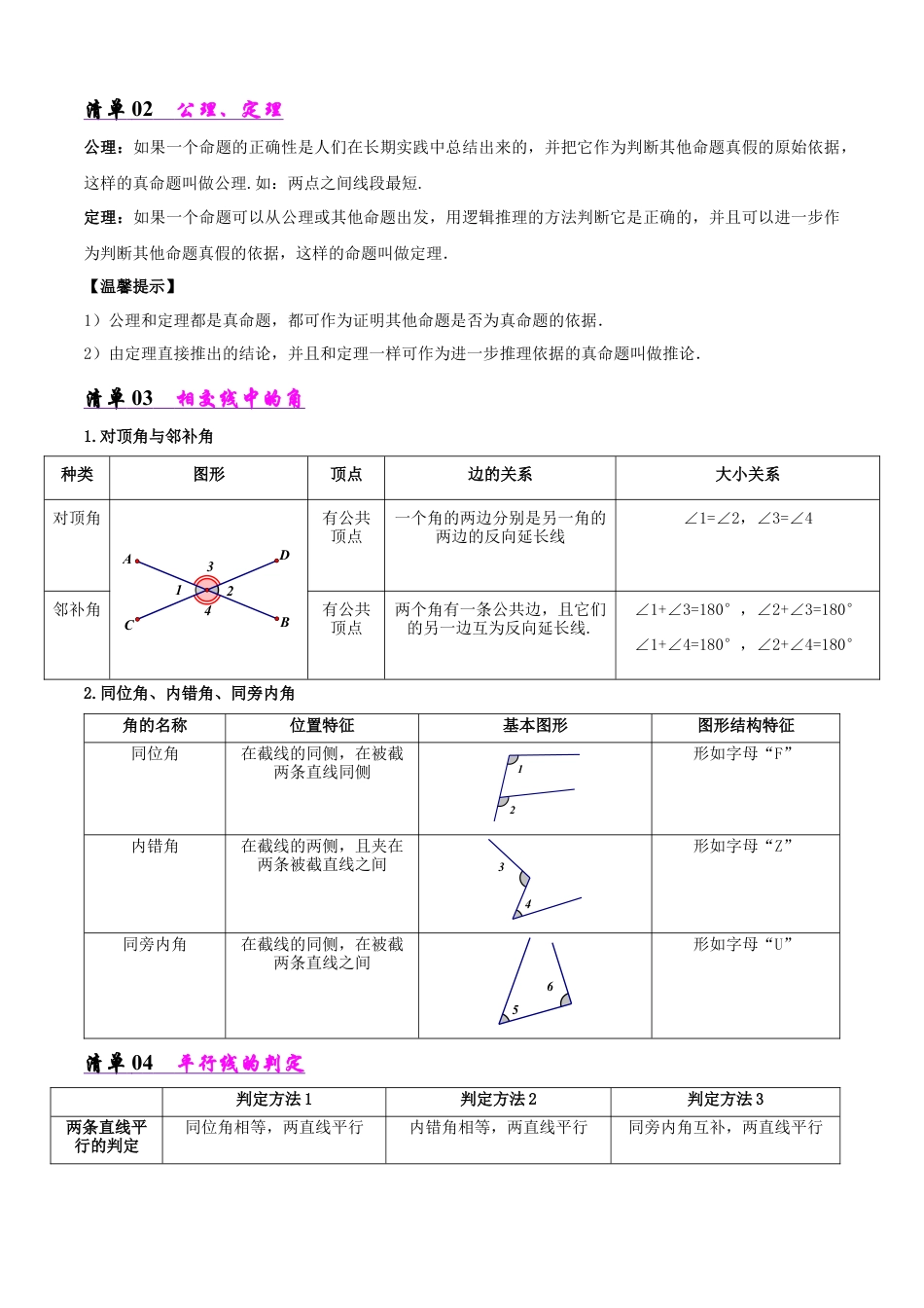 鲁教版（五四制）数学七年级下册专题02 平行线的有关证明（考点清单，6考点14题型）（学生版）.docx_第2页