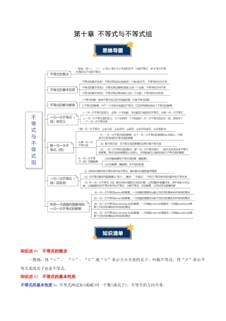 鲁教版（五四制）数学七年级下册第十章 不等式与不等式组（必备知识+5大易错+易错训练）（知识清单）（学生版）.docx