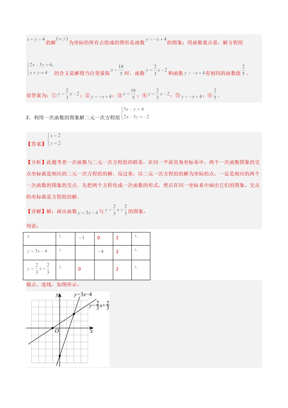 鲁教版（五四制）数学七年级下册7.4 二元一次方程组与一次函数（题型专练）（解析版）.docx_第2页