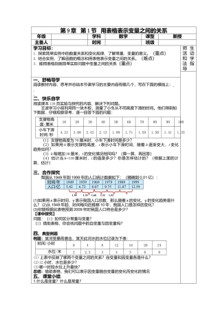 鲁教版（五四制）六年级下册9.1用表格表示变量之间的关系.doc