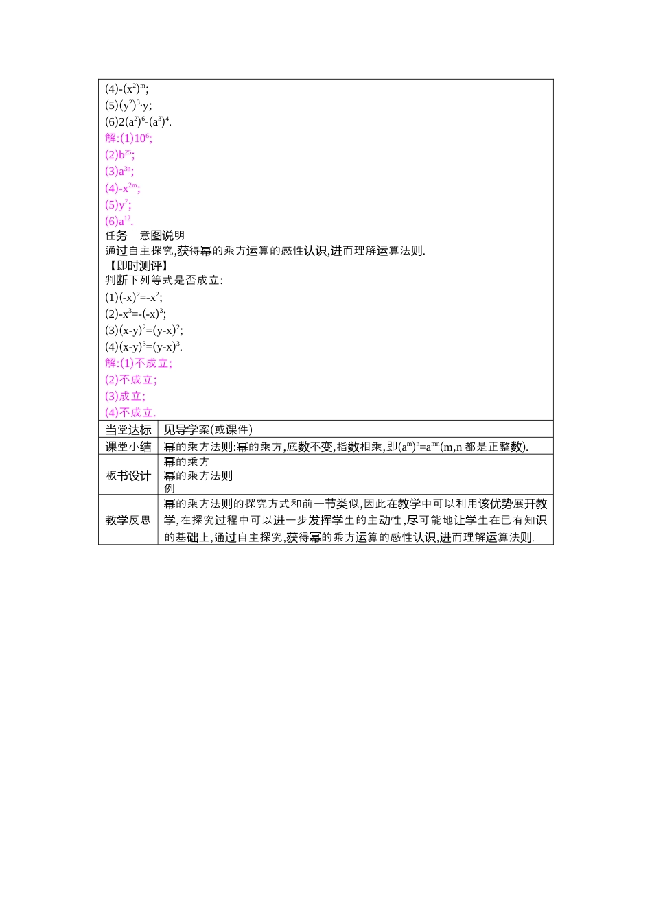 鲁教版（五四制）六年级下册8.1　幂的乘除 第2课时　幂的乘方 教学设计 .docx_第2页