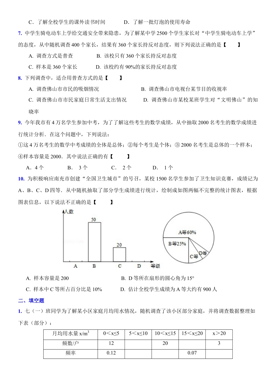8.2 普查和抽样调查练习　鲁教版（五四制）数学六年级下册 .docx_第2页