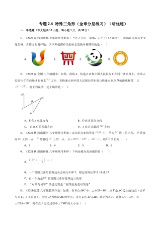 数学七年级上册（鲁教版）专题2.4 特殊三角形（全章分层练习）（培优练）-（鲁教版）.docx