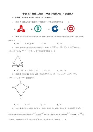 数学七年级上册（鲁教版）专题2.3 特殊三角形（全章分层练习）（提升练）-（鲁教版）.docx