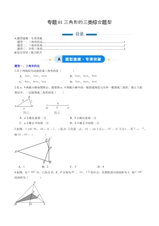 数学七年级上册（鲁教版）专题01 三角形的综合题型（专项训练）（学生版）.docx