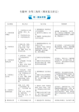 数学七年级上册（鲁教版）专题01 全等三角形（期末复习讲义）（教师版）.docx