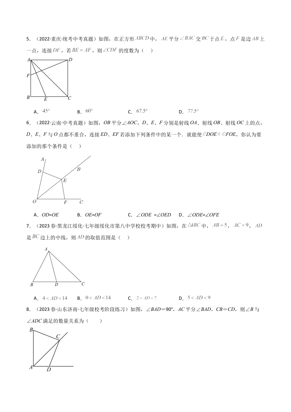 鲁教版数学七年级上册第1章单元测试 三角形的初步知识（单元测试·综合卷）-（鲁教版）.docx_第2页