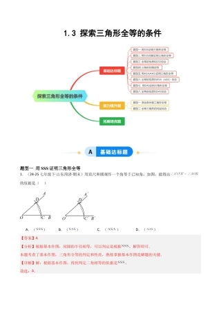1.3探索三角形全等的条件（题型专练）（解析版）.docx
