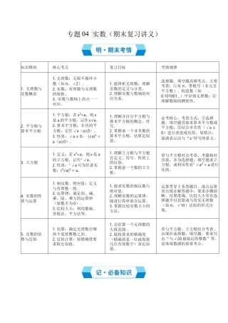 数学七年级上册（鲁教版）专题04 实数（期末复习讲义）（学生版）.docx