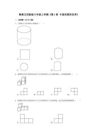 第1章 丰富的图形世界 单元测试卷-鲁教版（五四制）数学六年级上册  .docx
